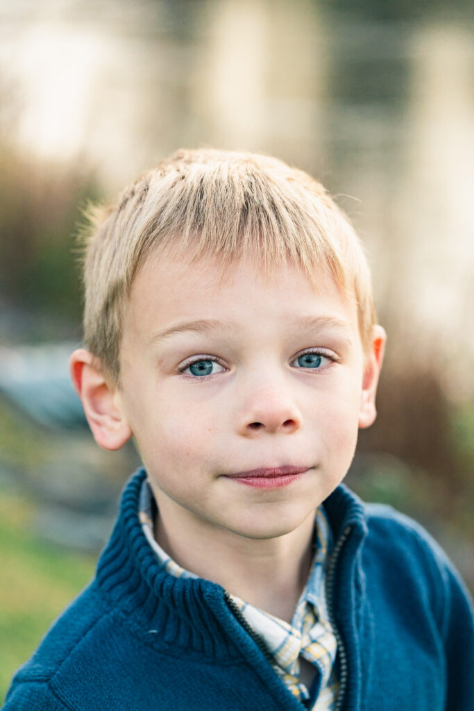 woodstock vermont family photo session: close up portrait of older son