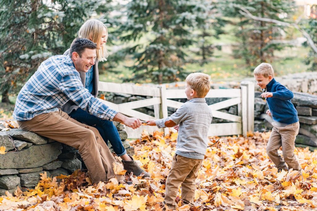 woodstock vermont family photo session: father teasing son