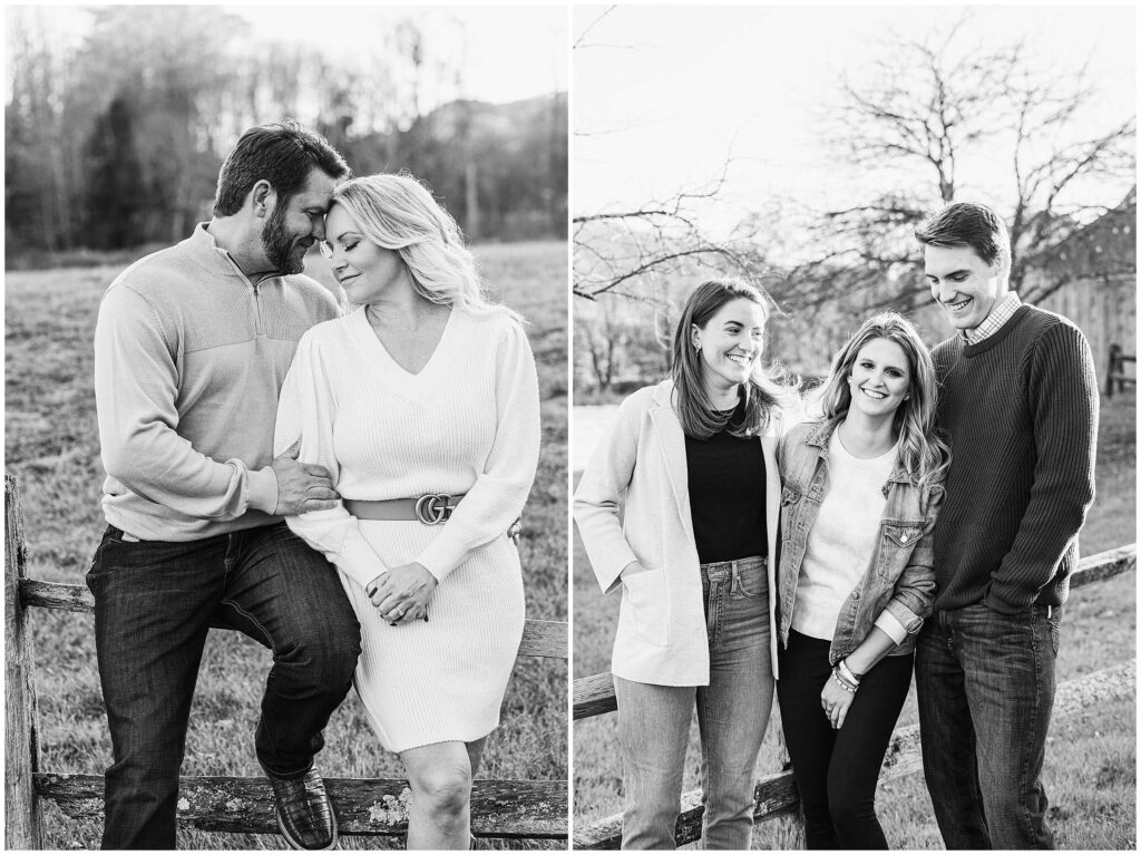 parents and siblings posing on grounds at windham center in grafton, vermont