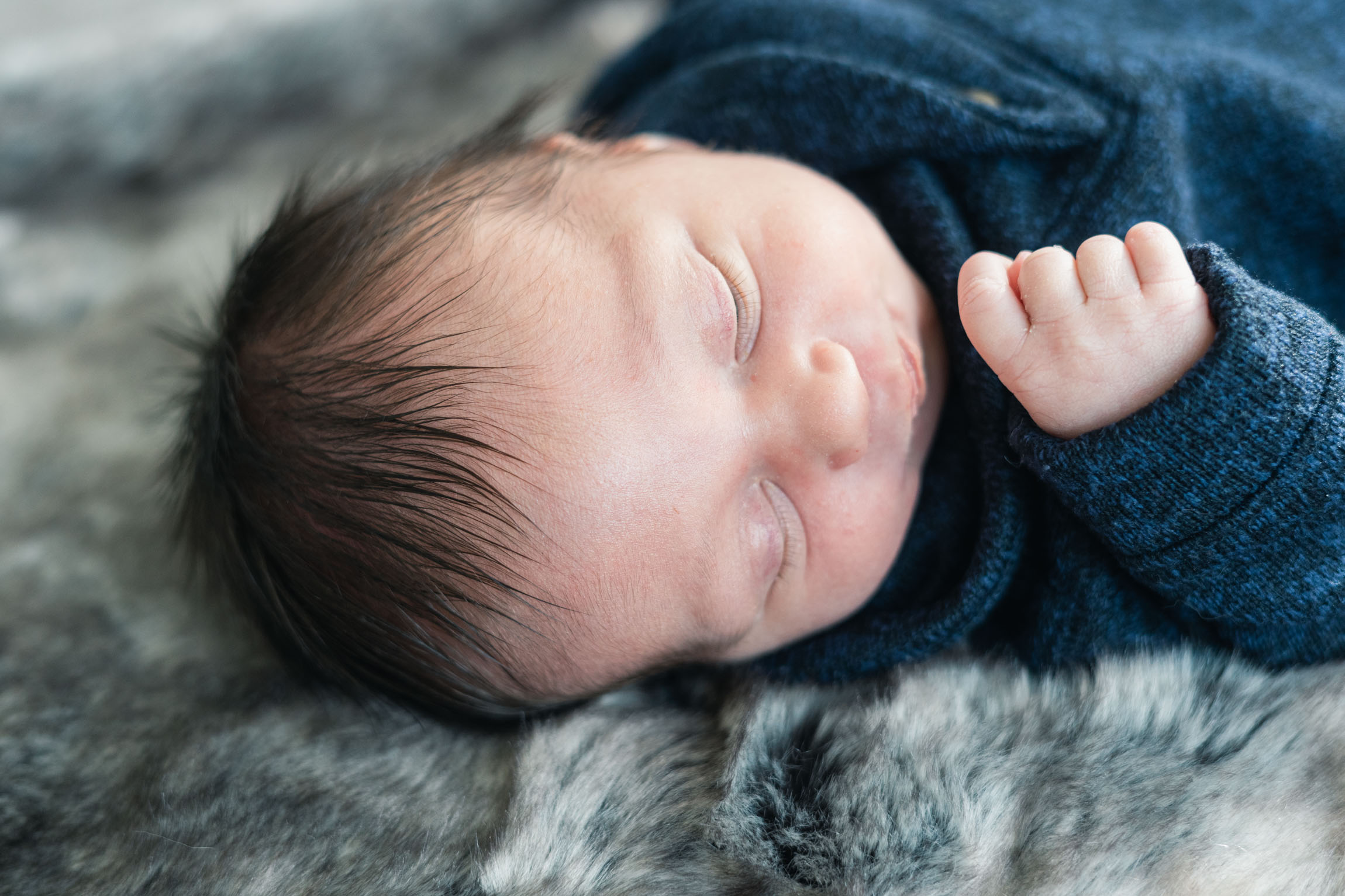 side view of newborn with spikey hair