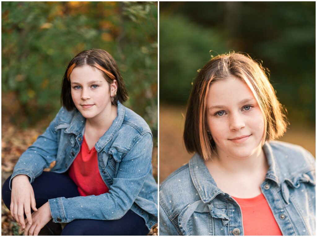 portrait of young teen in the fall, cornish, nh
