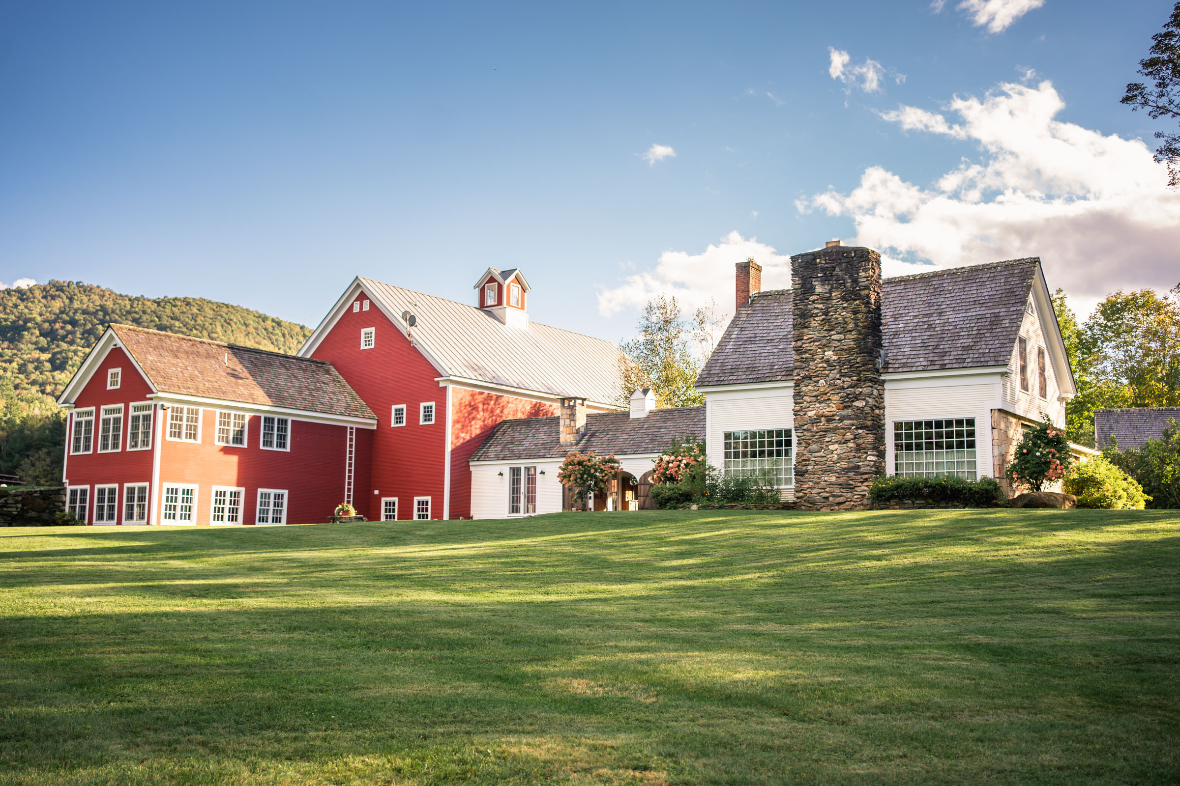 estate and red barn at riverside farm
