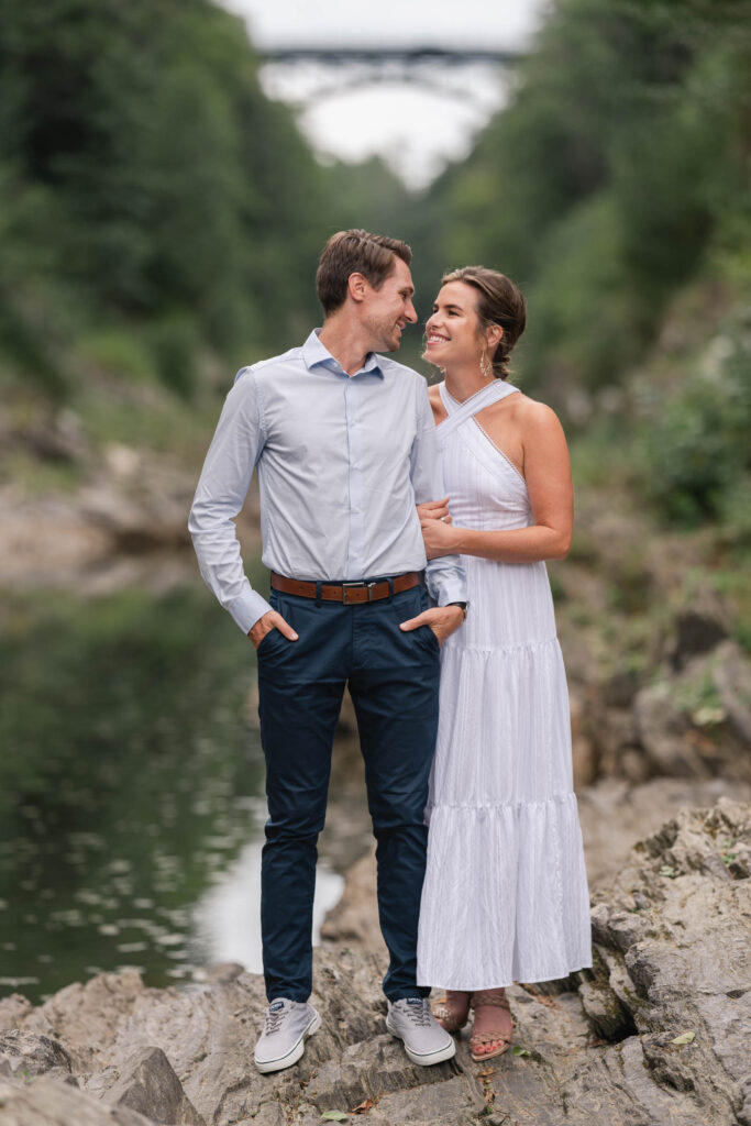 Couple posing near quechee gorge