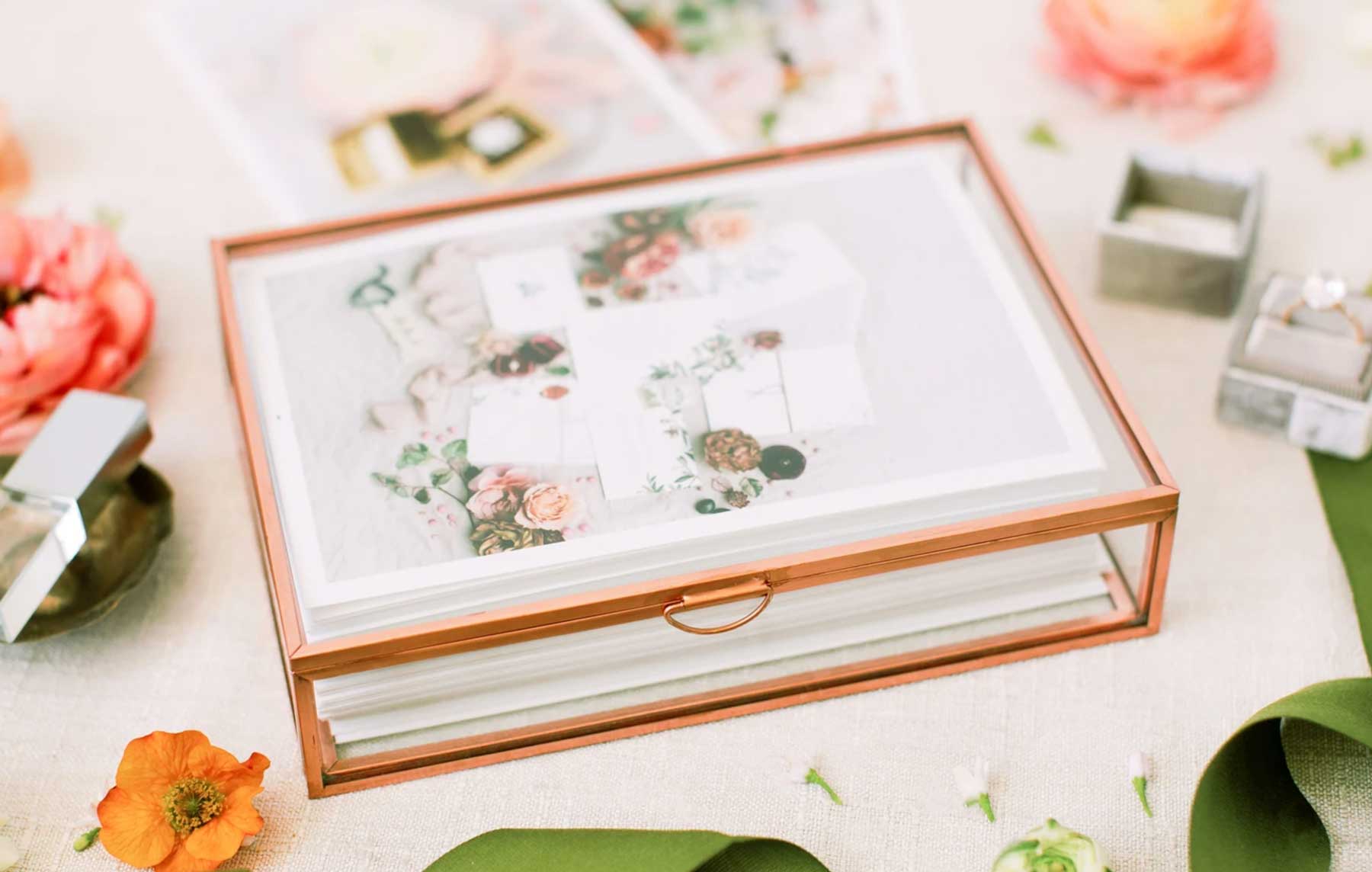 Engraved rose gold glass print case from Etsy