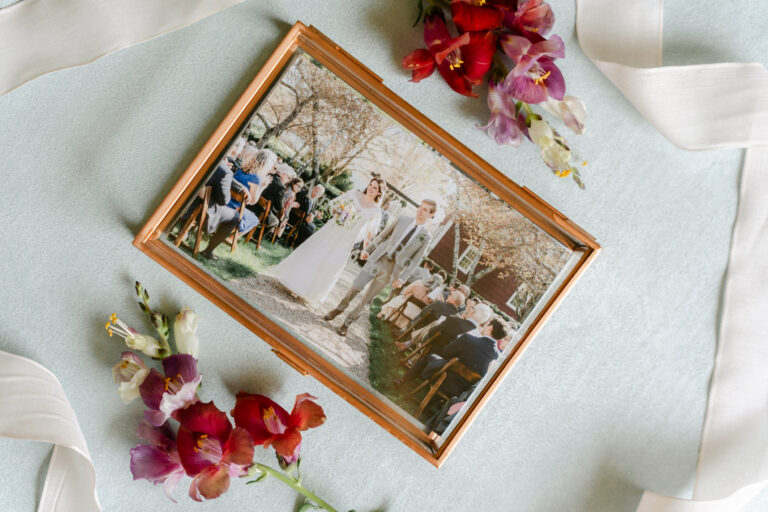 Glass print box with wedding photos
