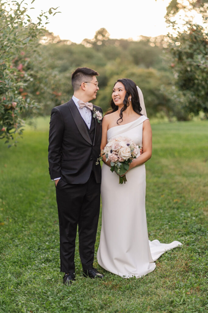 bride and groom sharing portraits together at connemara house