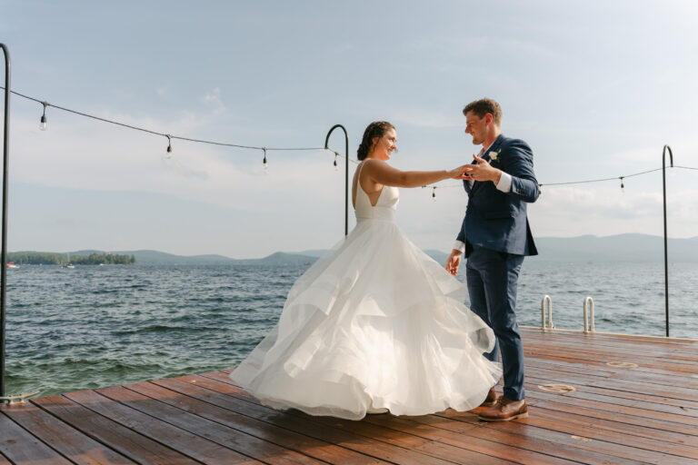 couple dancing on the dock
