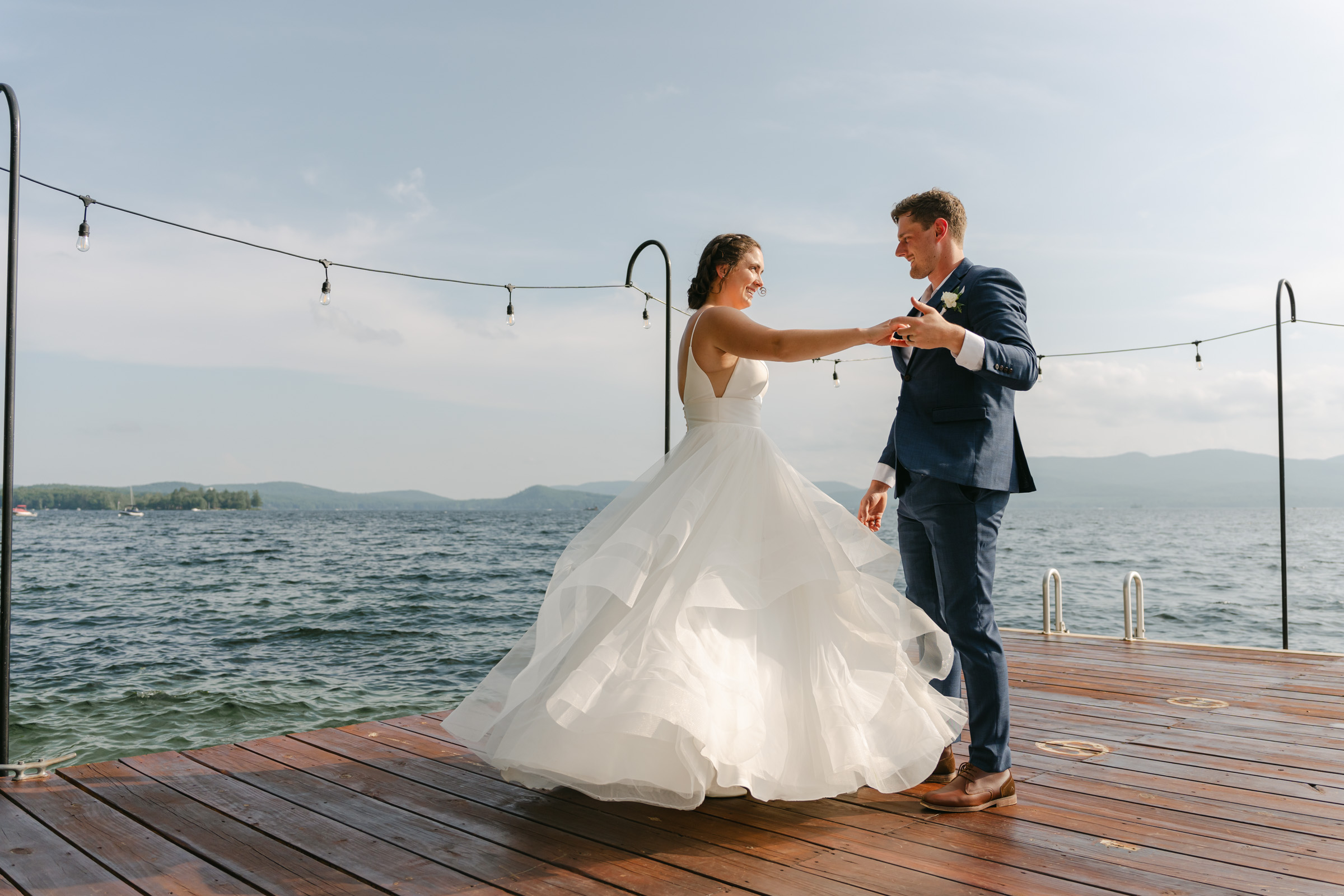 couple dancing on the dock