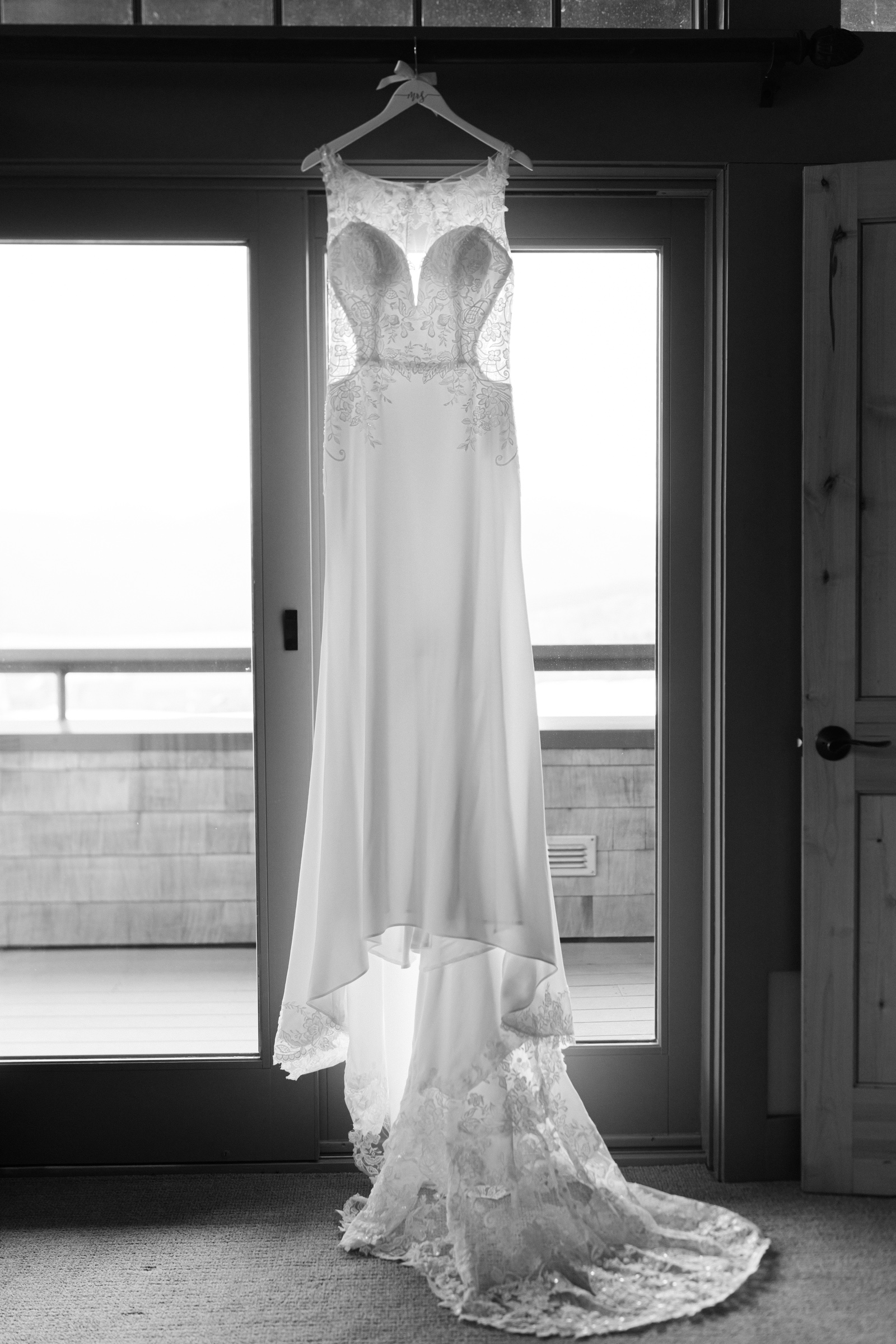 full view of backlit gown