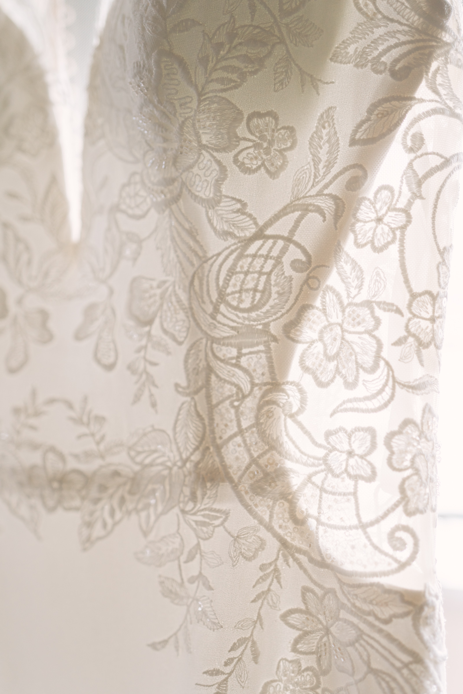 detail of bridal gown