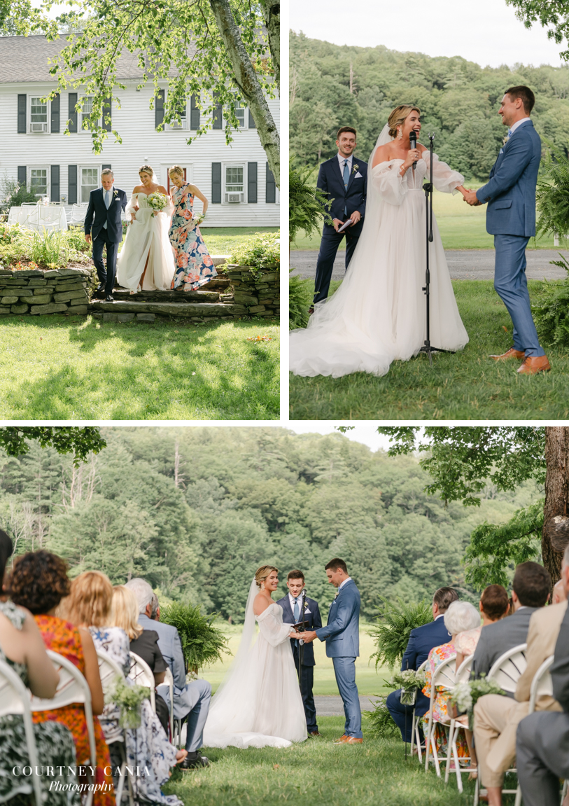 bride enters and ceremony highlights at vermont wedding at the quechee inn