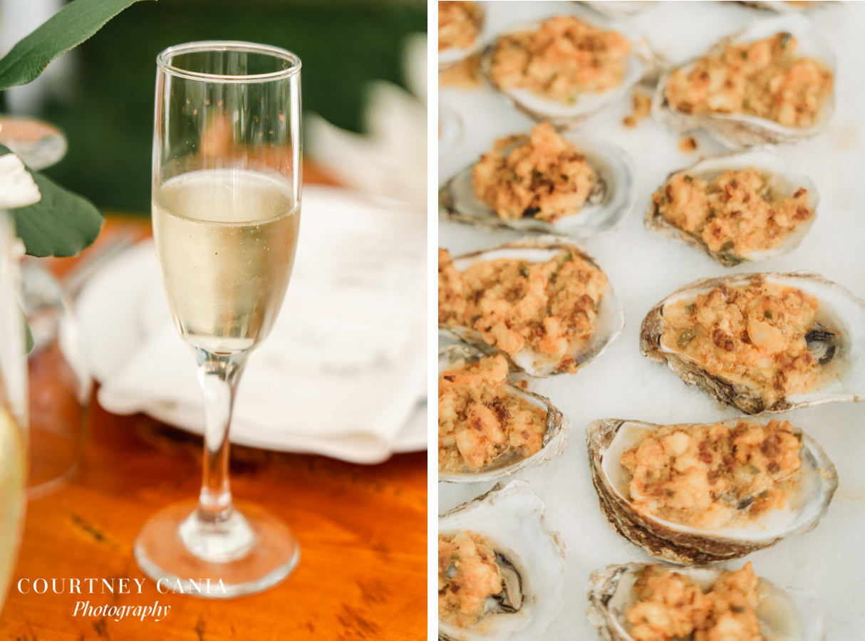 champagne glass and oysters