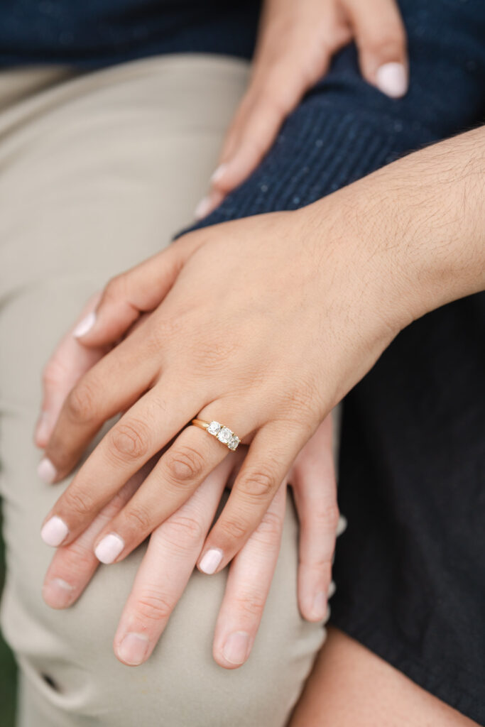 hands intertwined during woodstock vermont engagement session