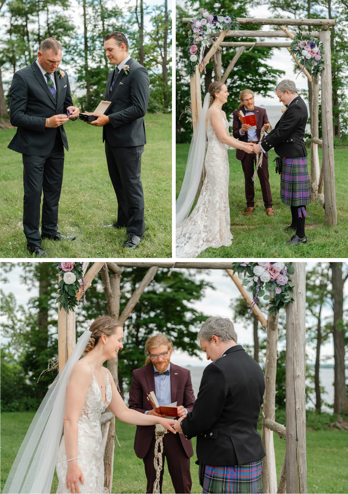 Wedding ceremony scenes Vermont wedding at Snow Farm Winery