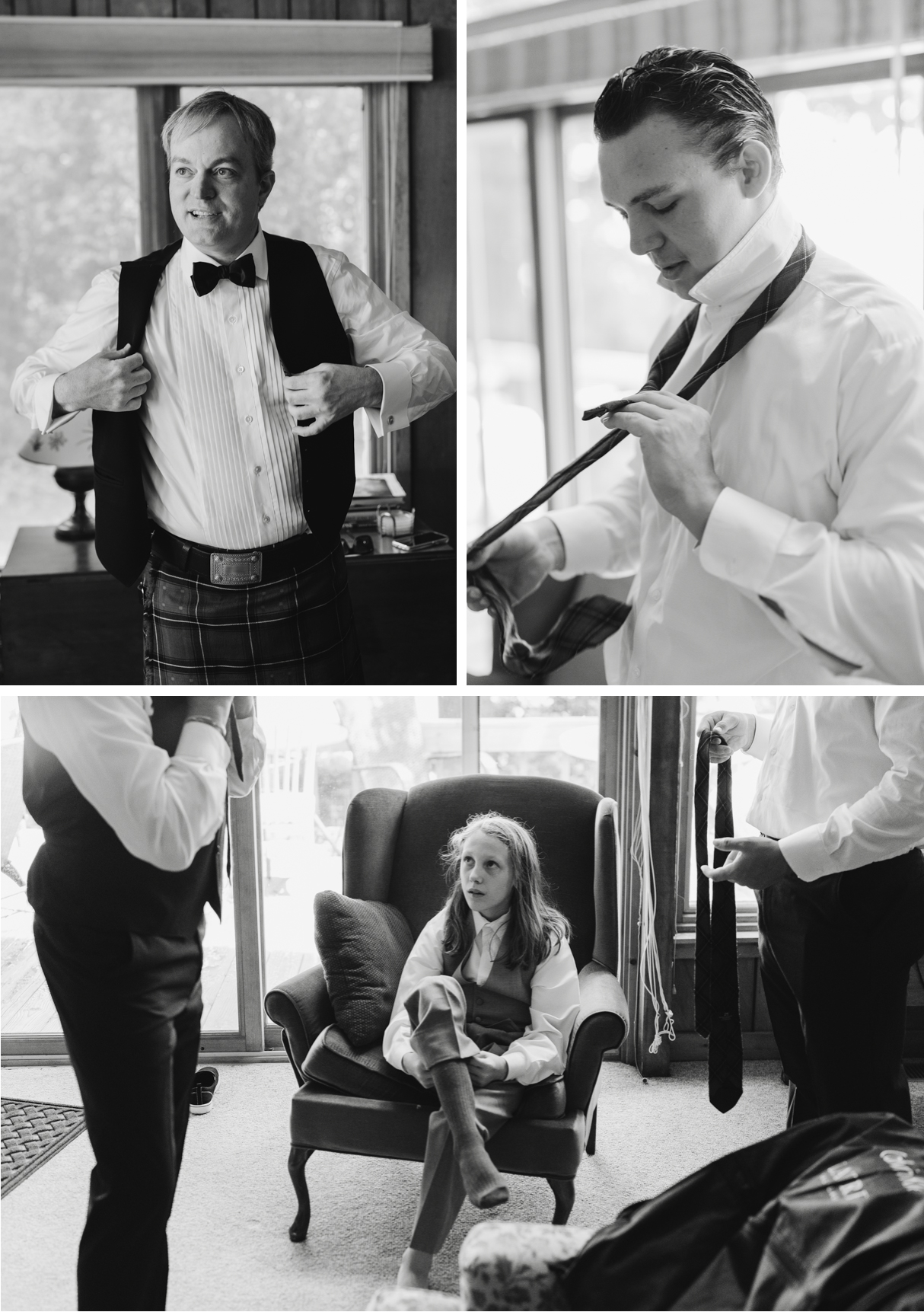 Additional scenes of groom getting ready Vermont wedding at Snow Farm Winery