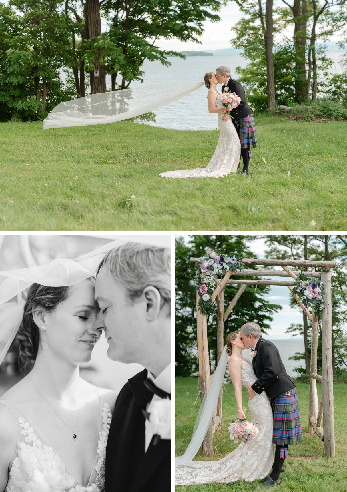 Just married portraits at Vermont wedding at Snow Farm Winery