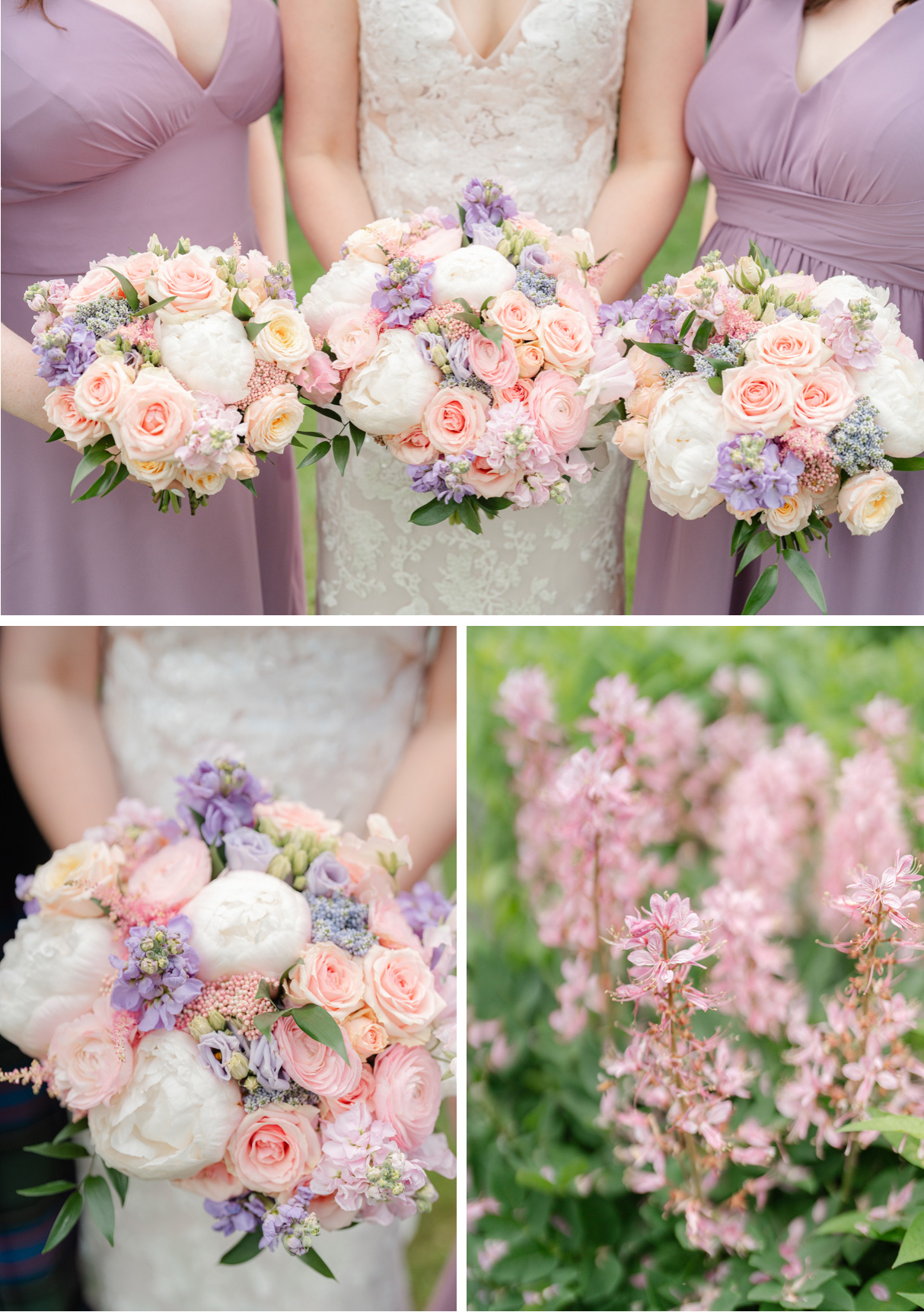 Wedding flower details during Vermont wedding at Snow Farm Winery