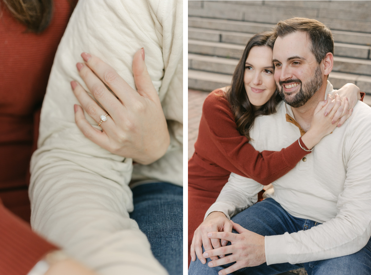 boston engagement session, closeup on steps