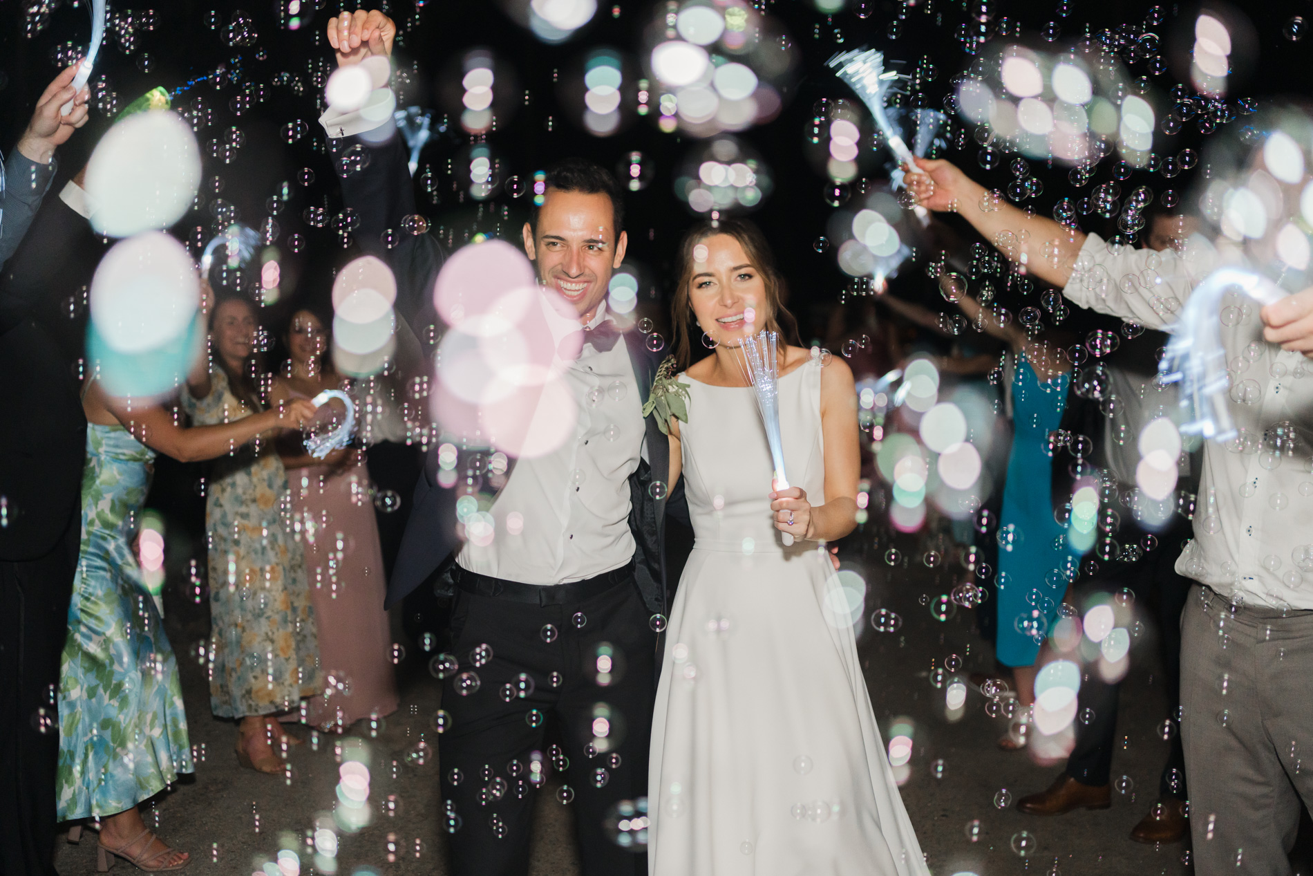 Bubble Exit from Wedding Reception at The Fells
