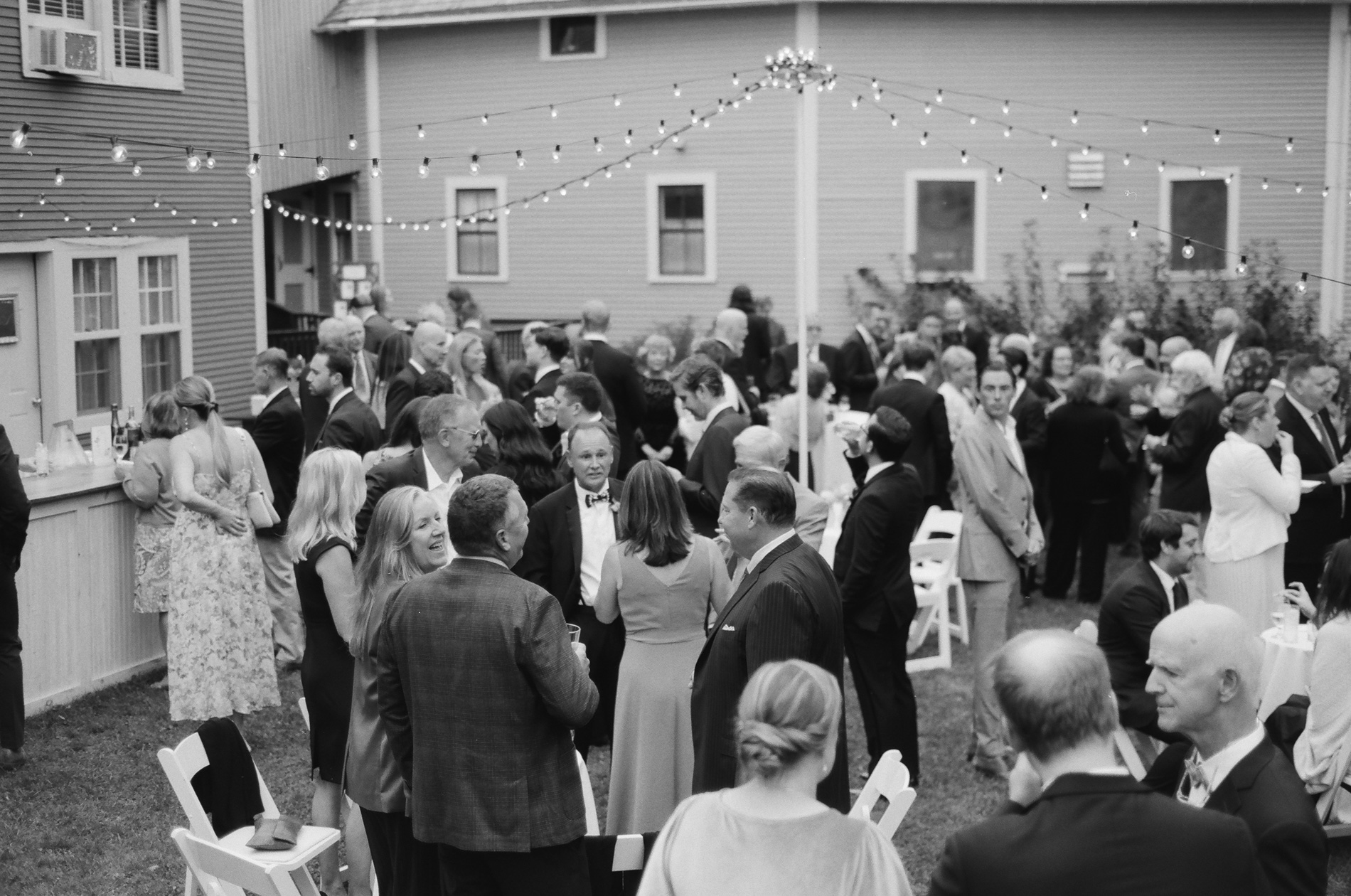 Nostalgic film photo of cocktail hour at Round Barn Farm