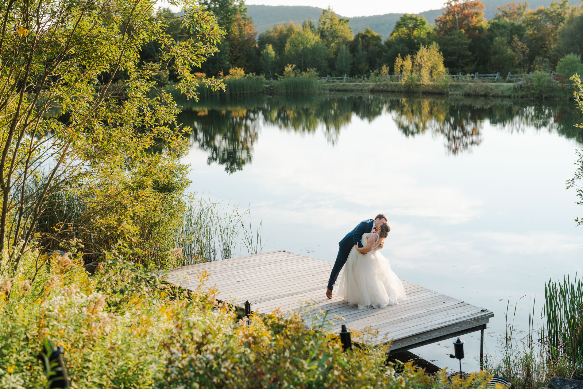 Golden hour kiss and dip, ponds at bolton valley