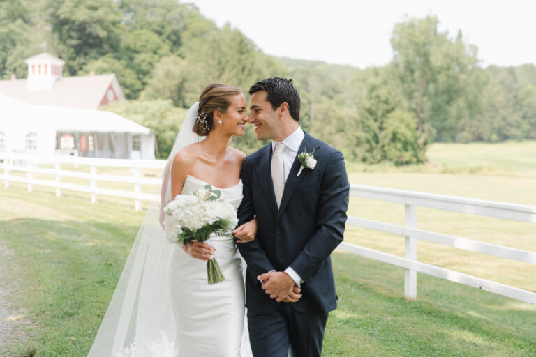 vermont wedding at the quechee inn - hero image of bride and groom