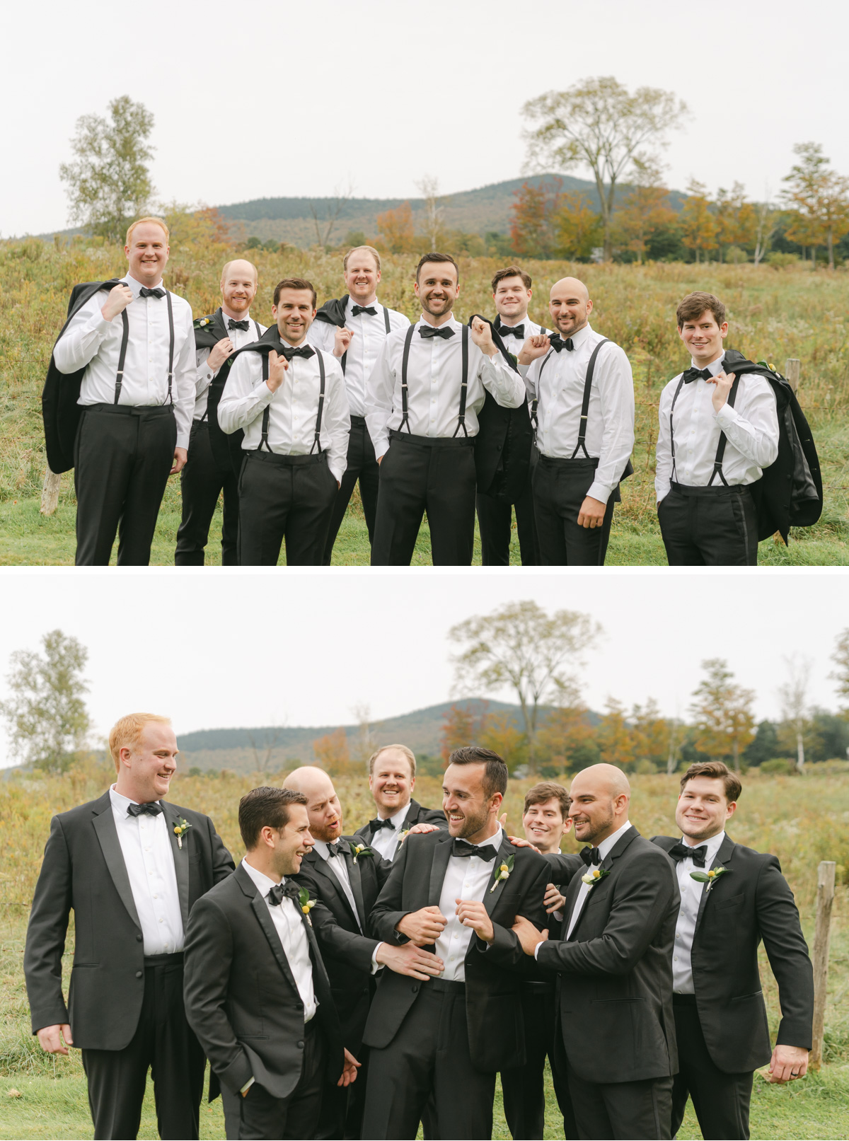 vermont wedding at Inn at round barn groomsmen wedding party shots