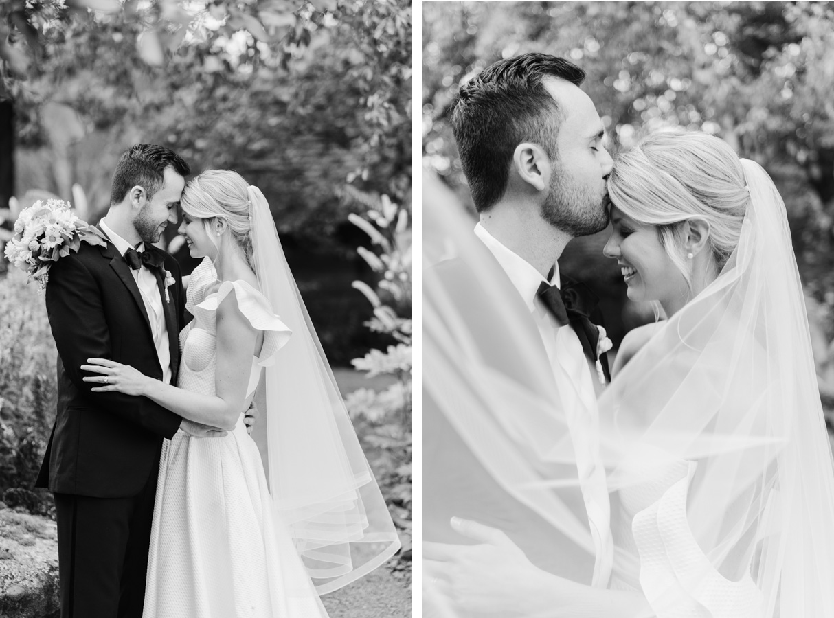 vermont wedding at Inn at round barn couple standing forehead to forehead
