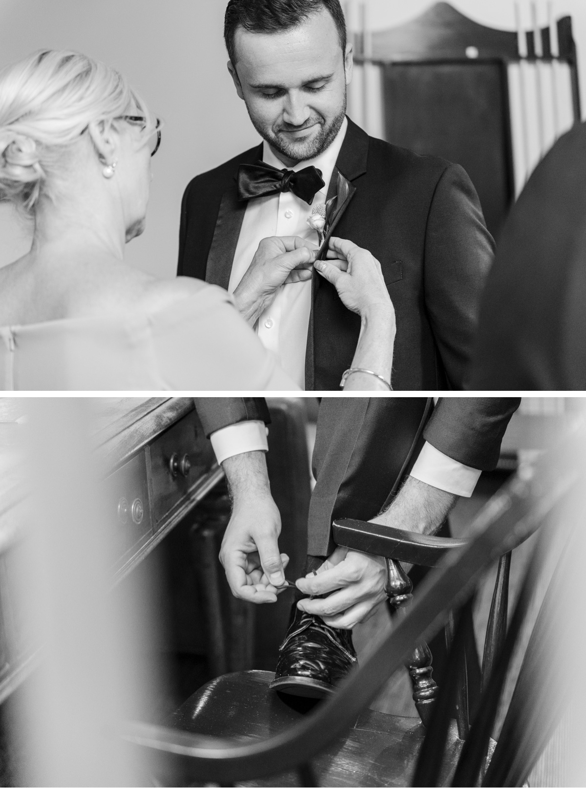 vermont wedding at Inn at round barn groom getting ready