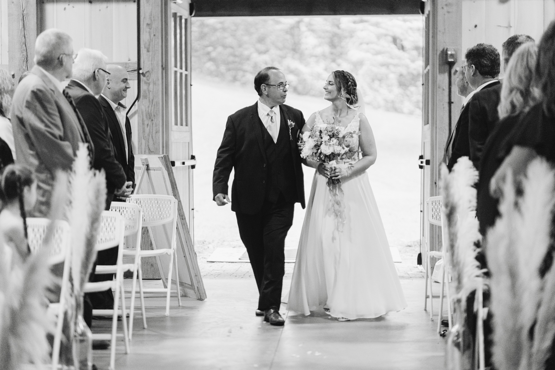Vermont wedding at Jay Peak, bride entering ceremony