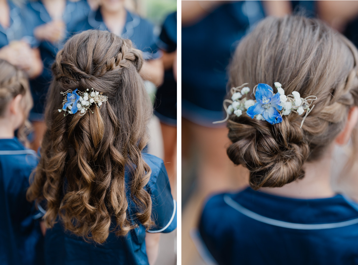 Vermont wedding at Jay Peak, flower girl hair