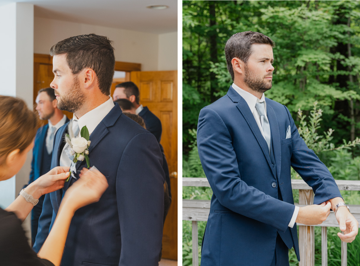 Vermont wedding at Jay Peak, groom getting ready