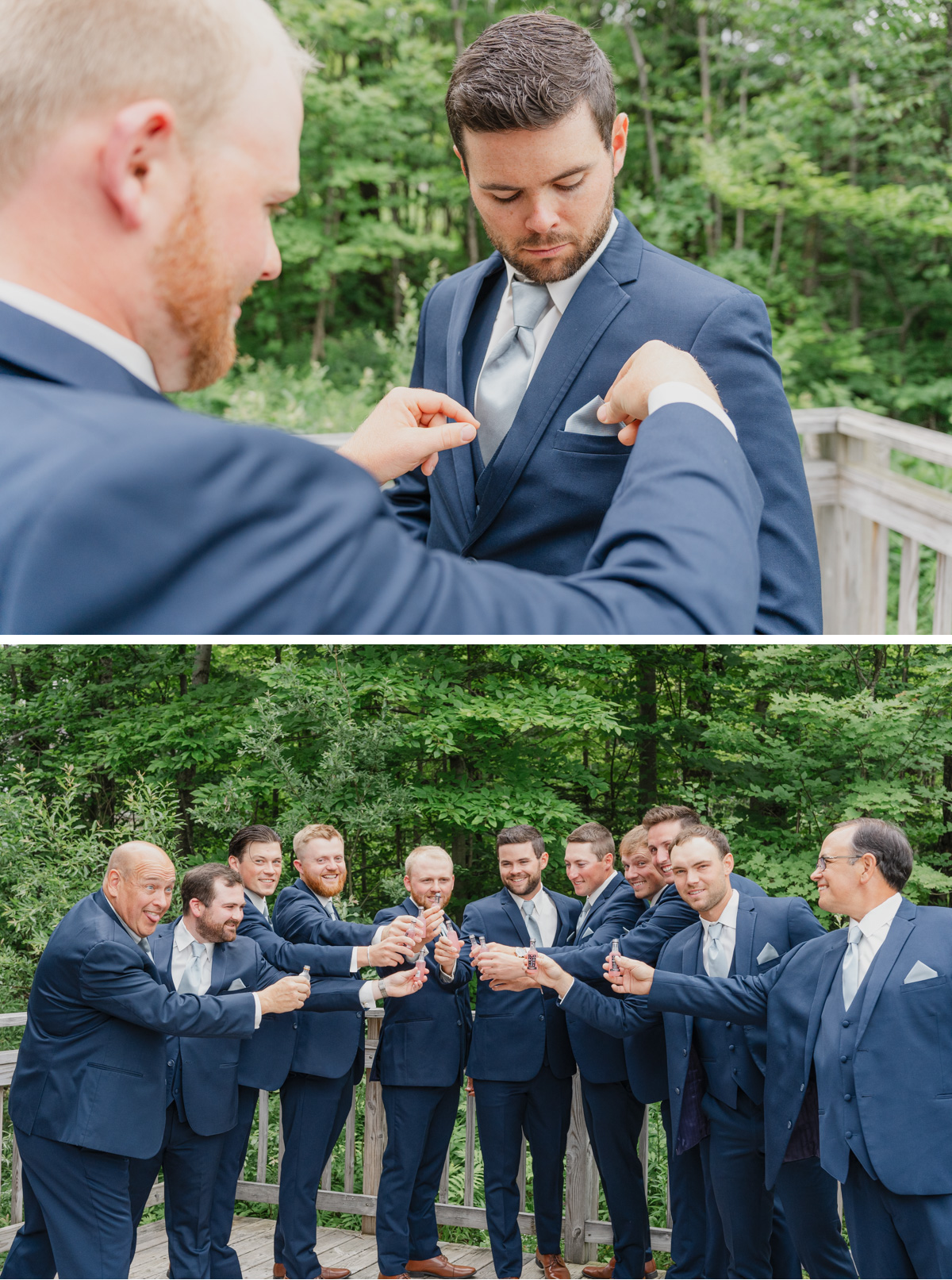 Vermont wedding at Jay Peak, grommsmen toast