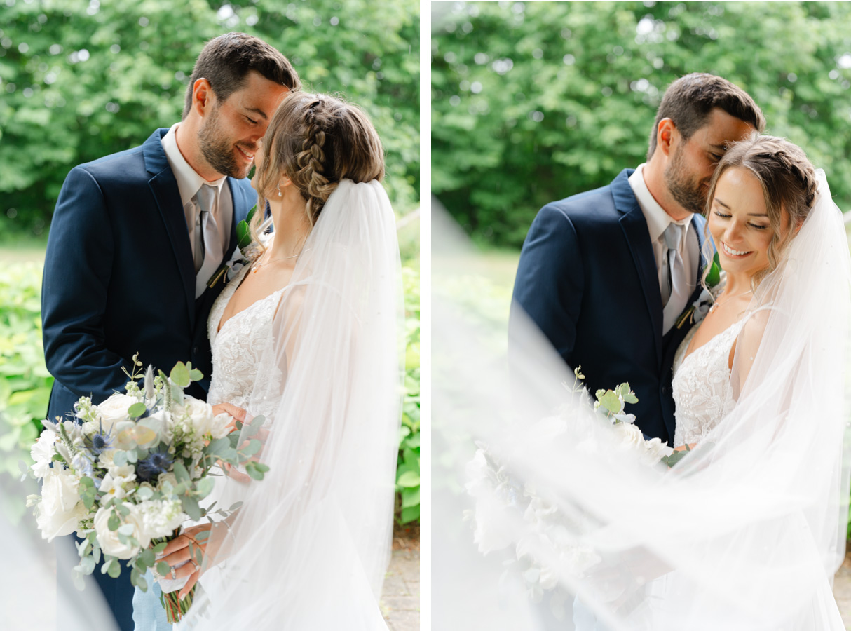 Vermont wedding at Jay Peak, veil portraits