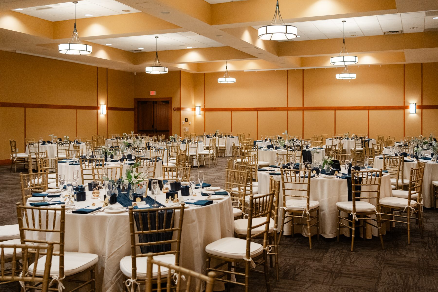 Vermont wedding at Jay Peak, banquet room detail