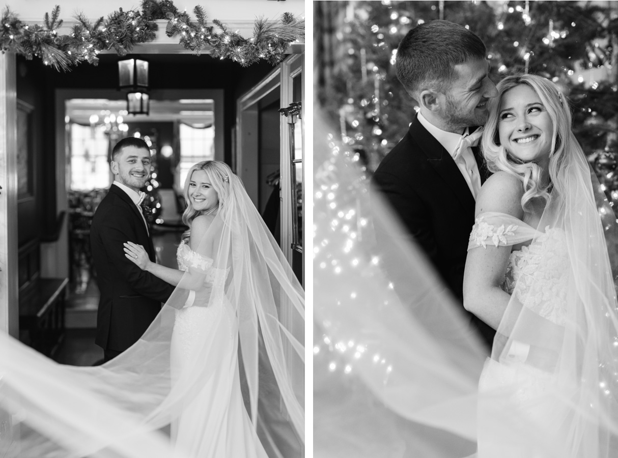 Vermont Christmas Wedding at Grafton Inn - portraits with the decor