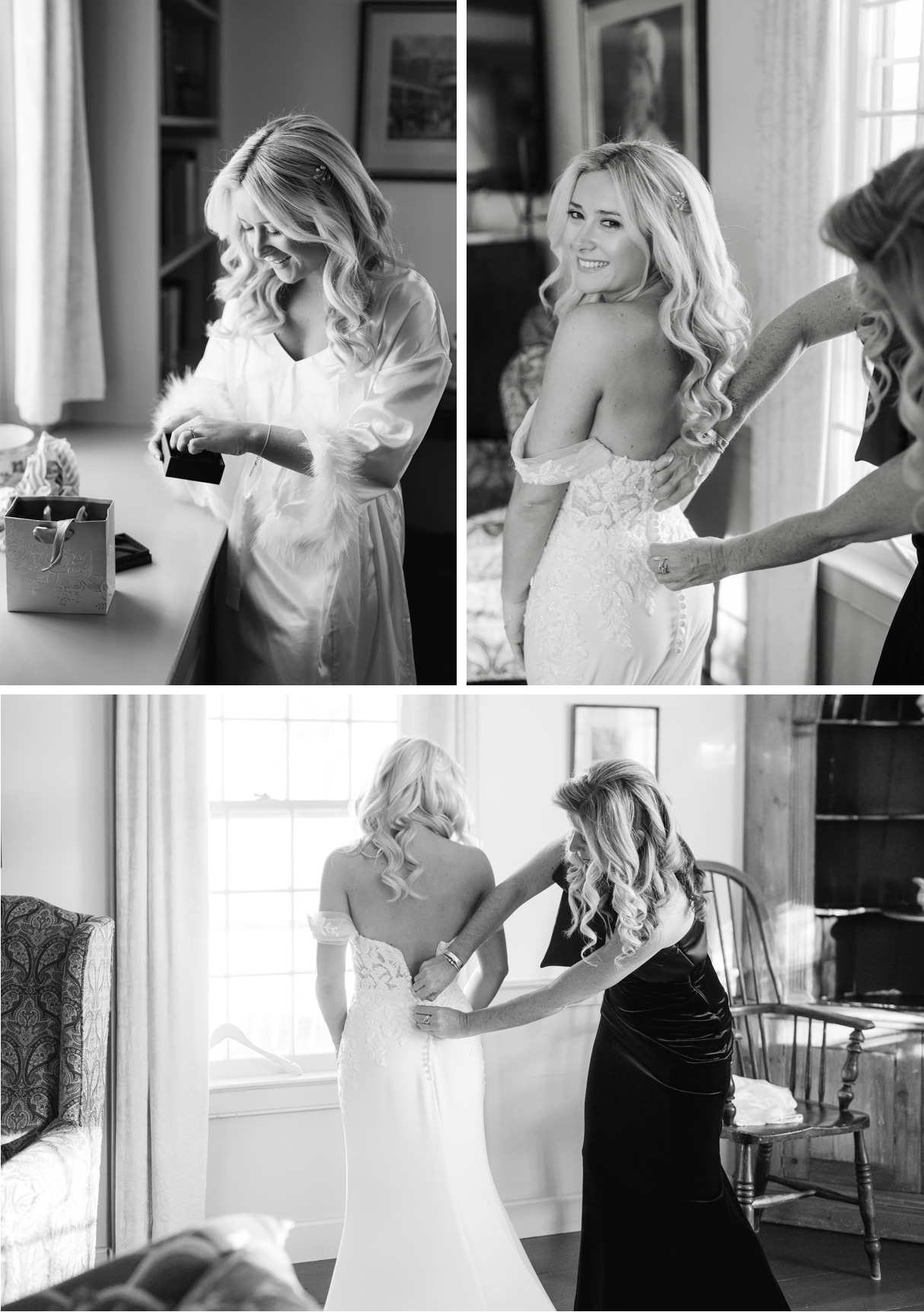 Vermont Christmas Wedding at Grafton Inn - bride getting ready