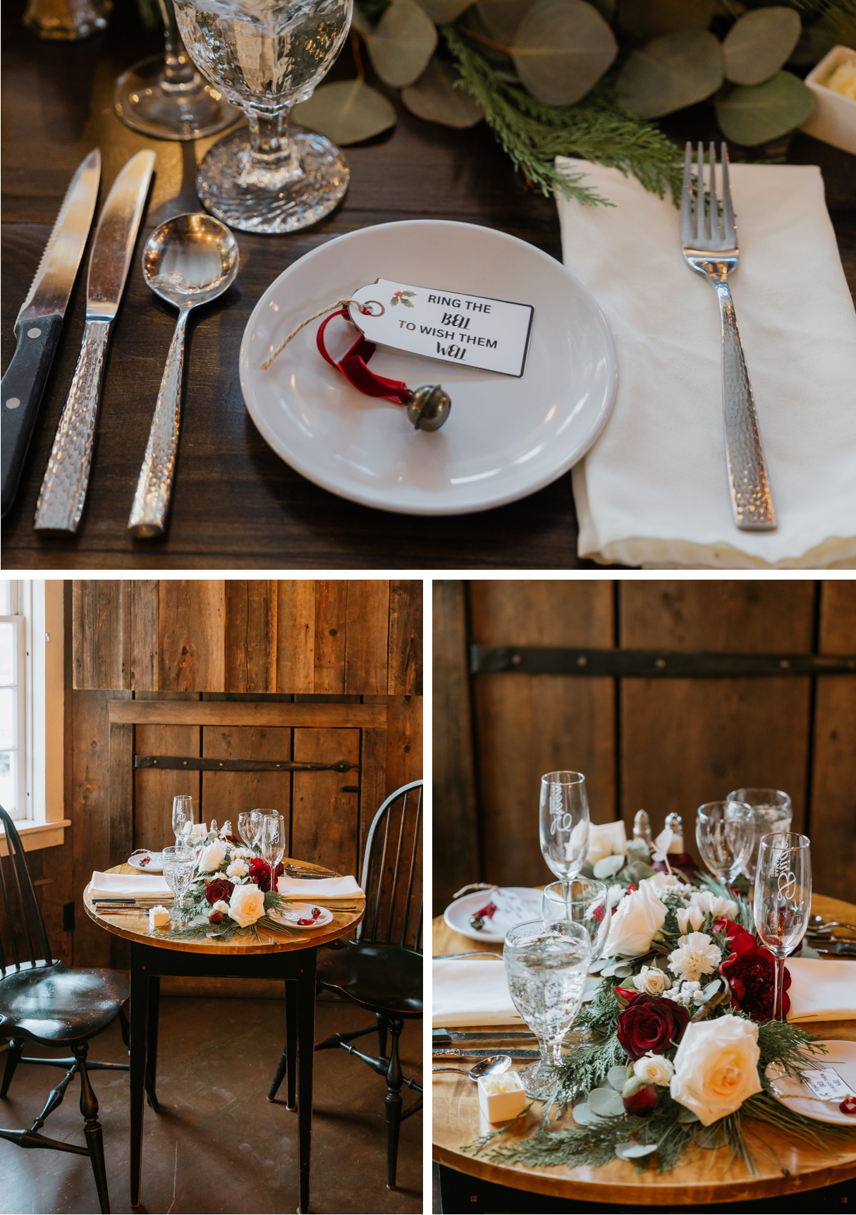 Vermont Christmas Wedding at Grafton Inn - tabletop decor
