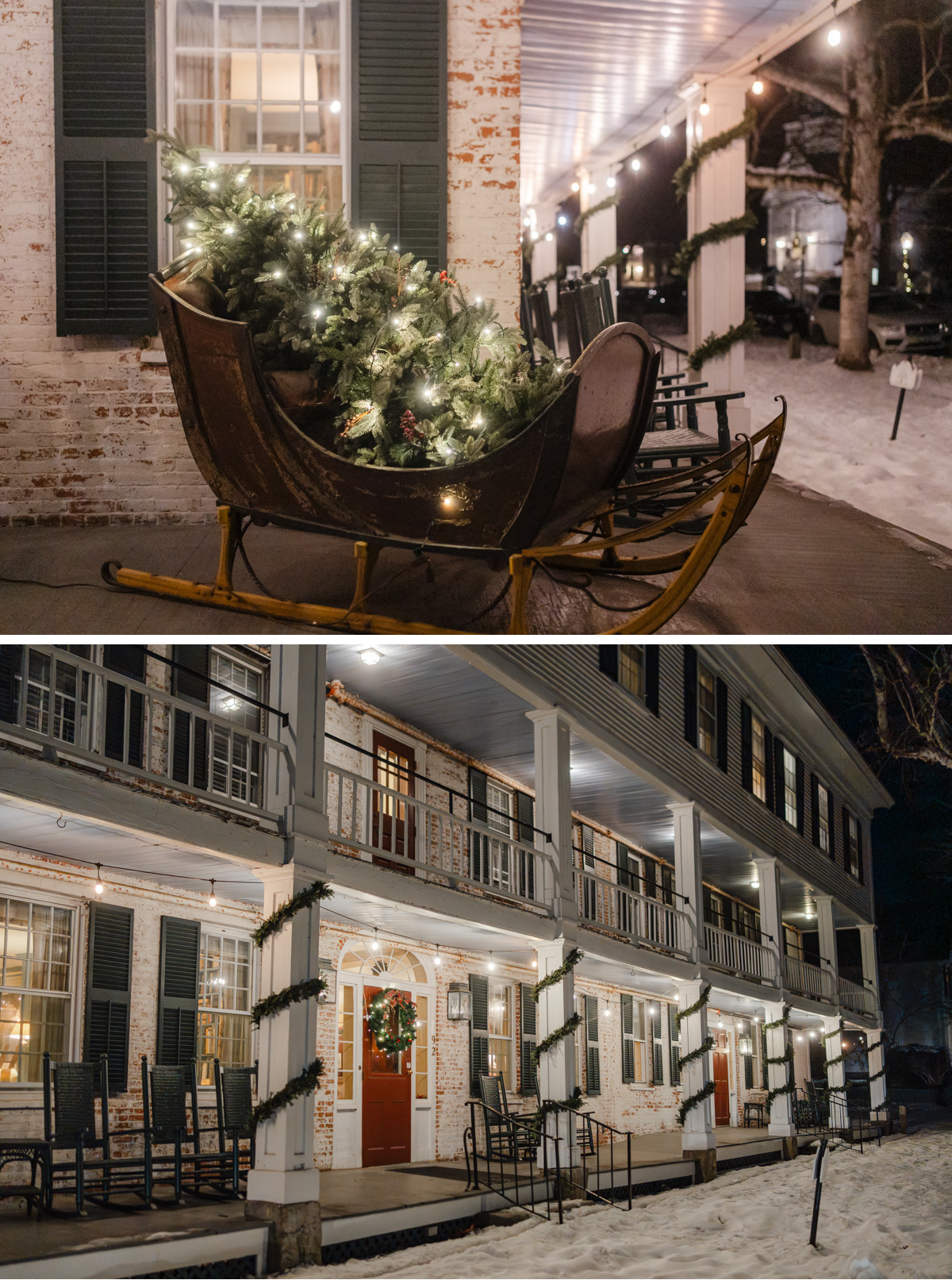 Vermont Christmas Wedding at Grafton Inn - the inn at night