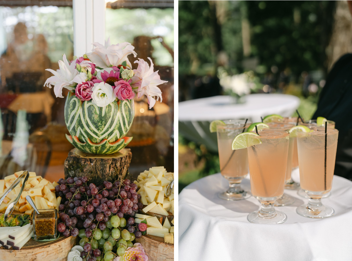 vermont wedding at the quechee inn - cocktail hour details