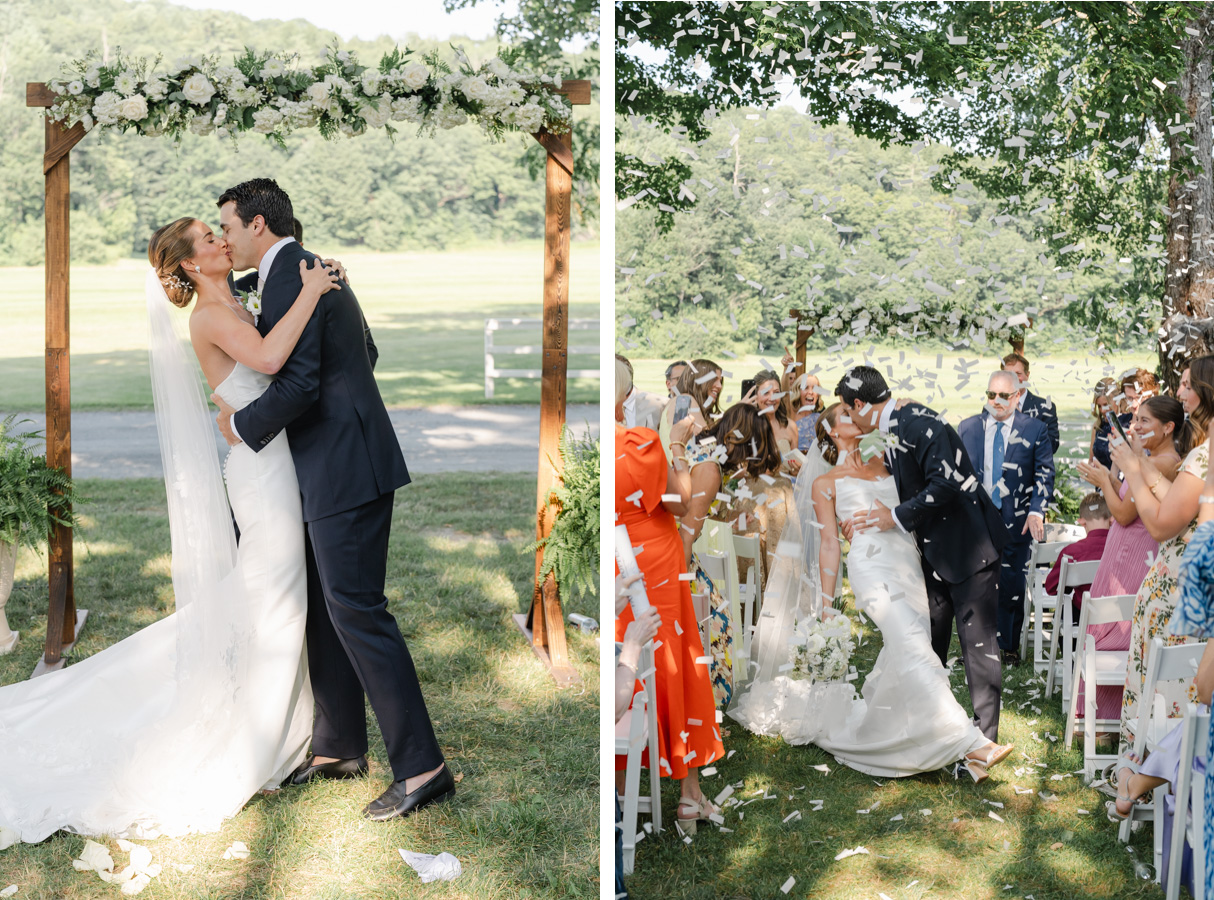 vermont wedding at the quechee inn - confetti kiss