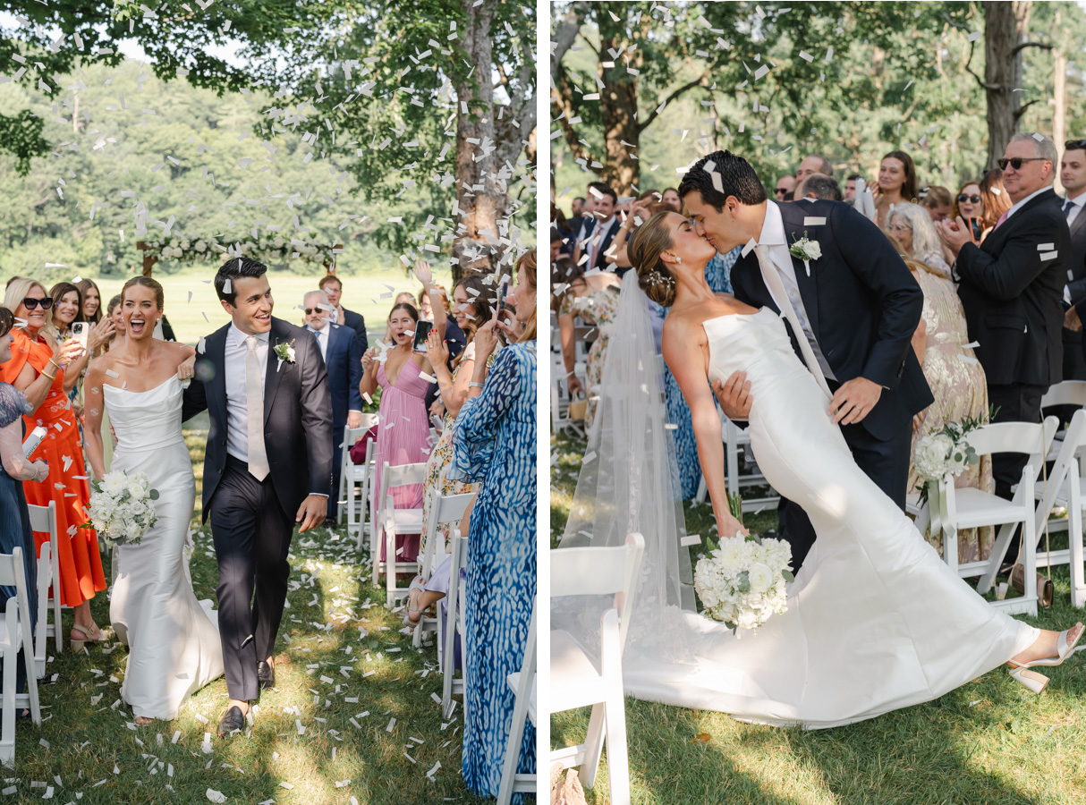 vermont wedding at the quechee inn - kiss during processional