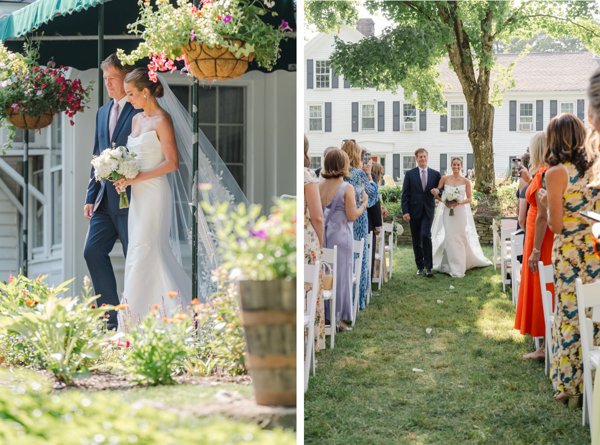vermont wedding at the quechee inn - bride walking down aisle