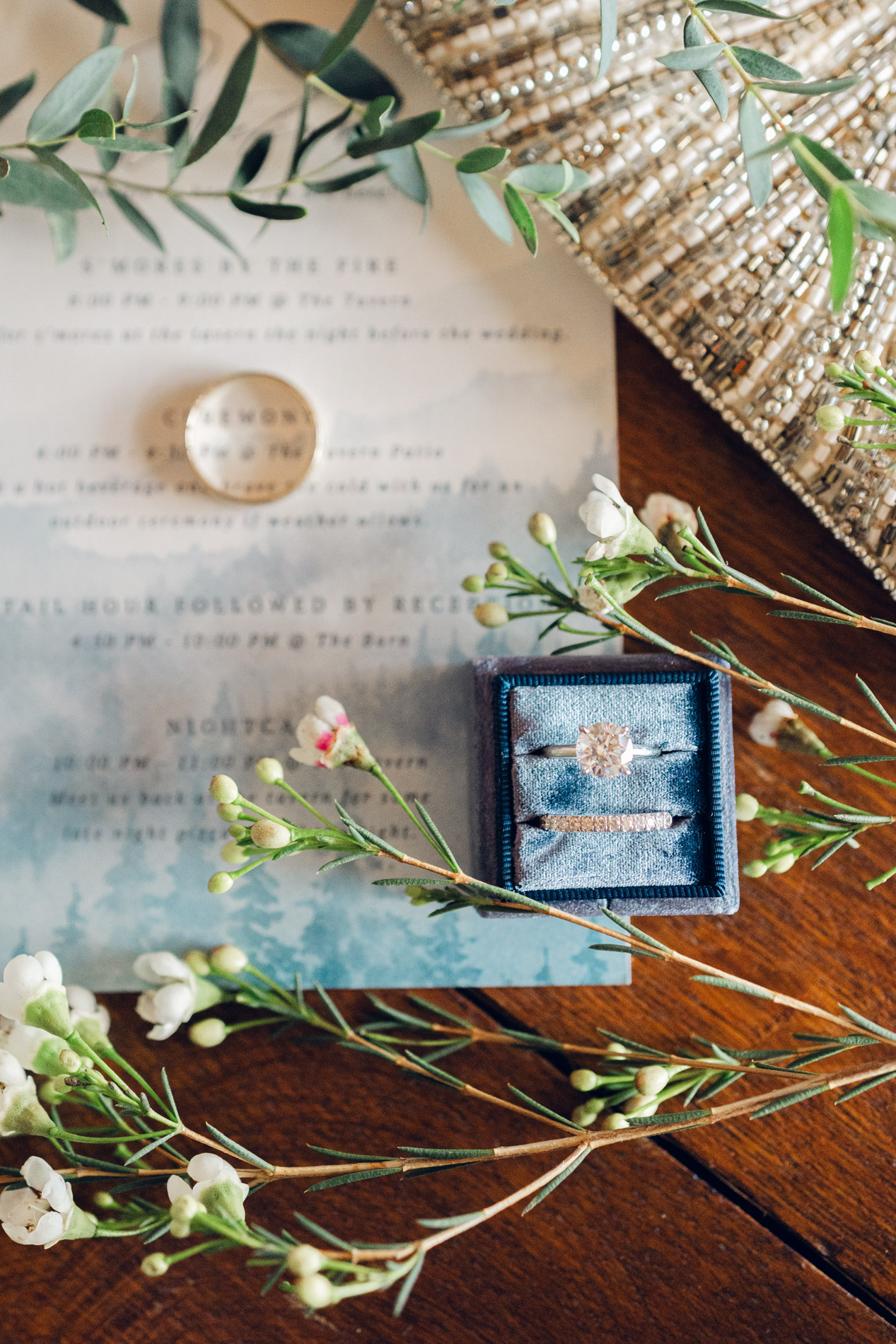 Flatlay details - Moutain Top Inn wedding