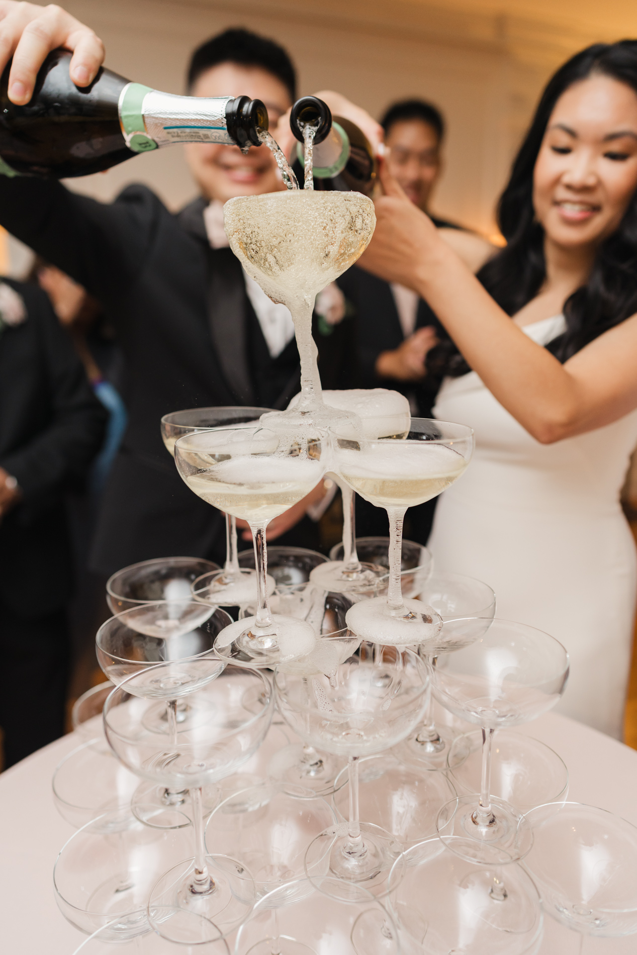 Champagne toast during wedding day at Connemara House in Massachusetts