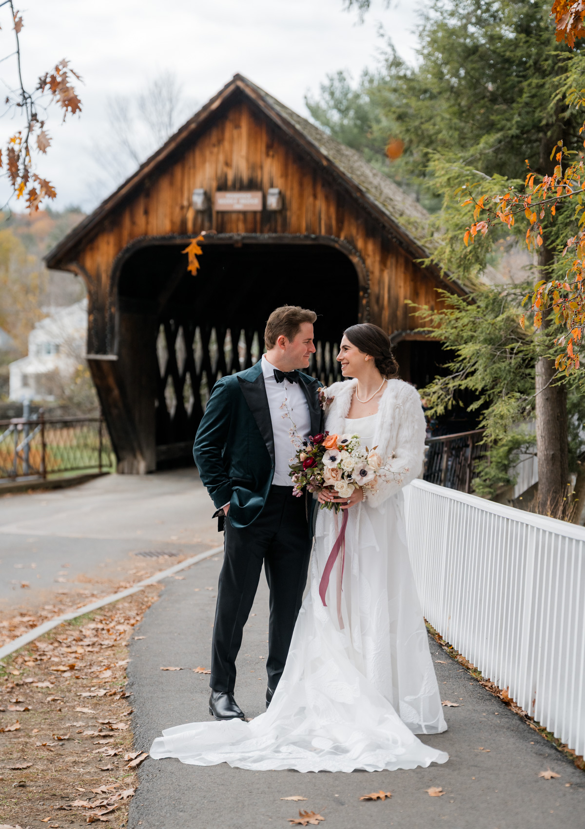 Woodstock Inn Vermont Wedding - covered bridge portrait