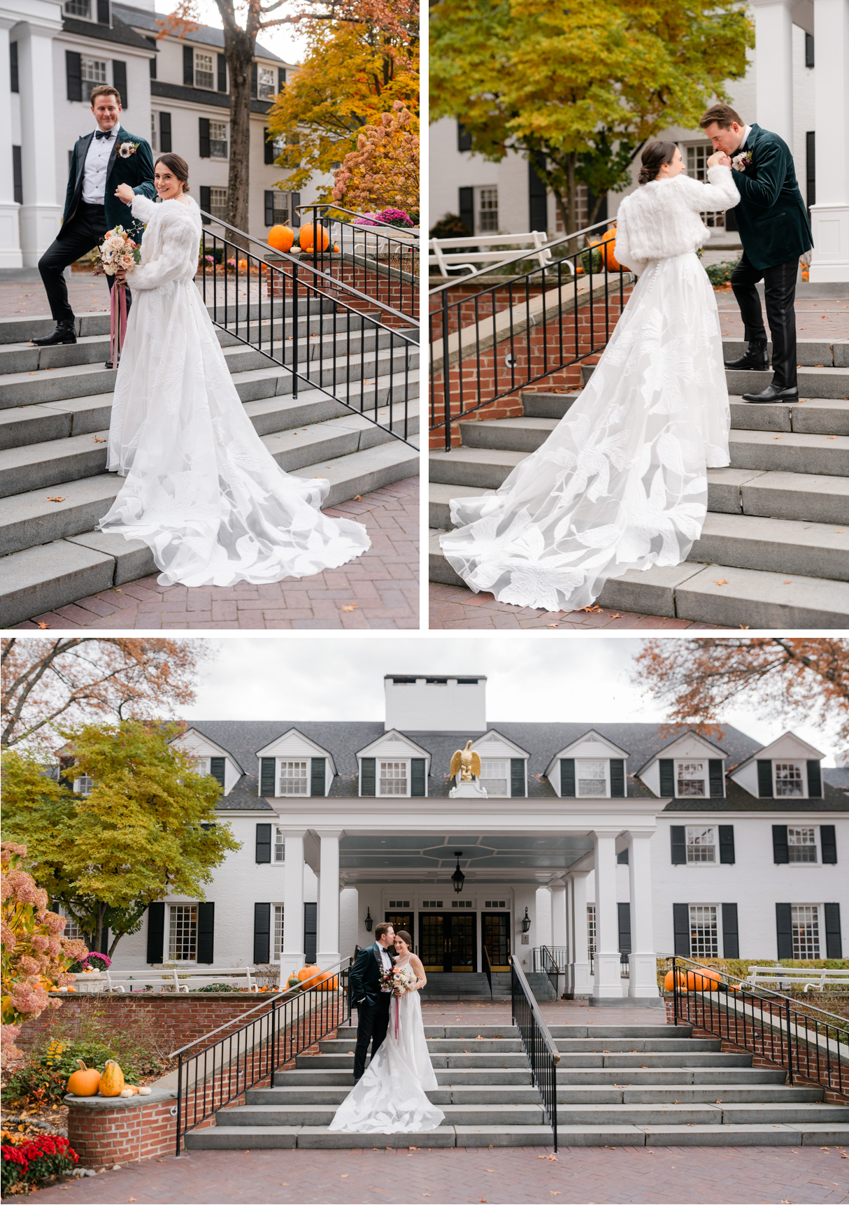Woodstock Inn Vermont Wedding - staircase moment