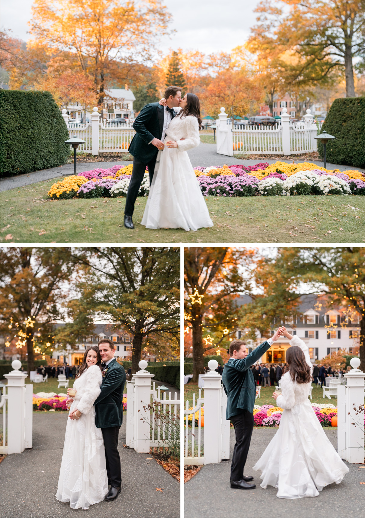 Woodstock Inn Vermont Wedding - portraits on front lawn at cocktail hour