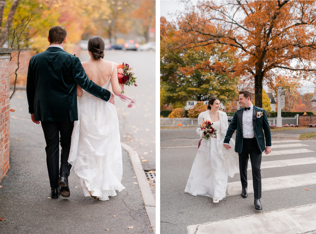 Woodstock Inn Vermont Wedding - walking across street