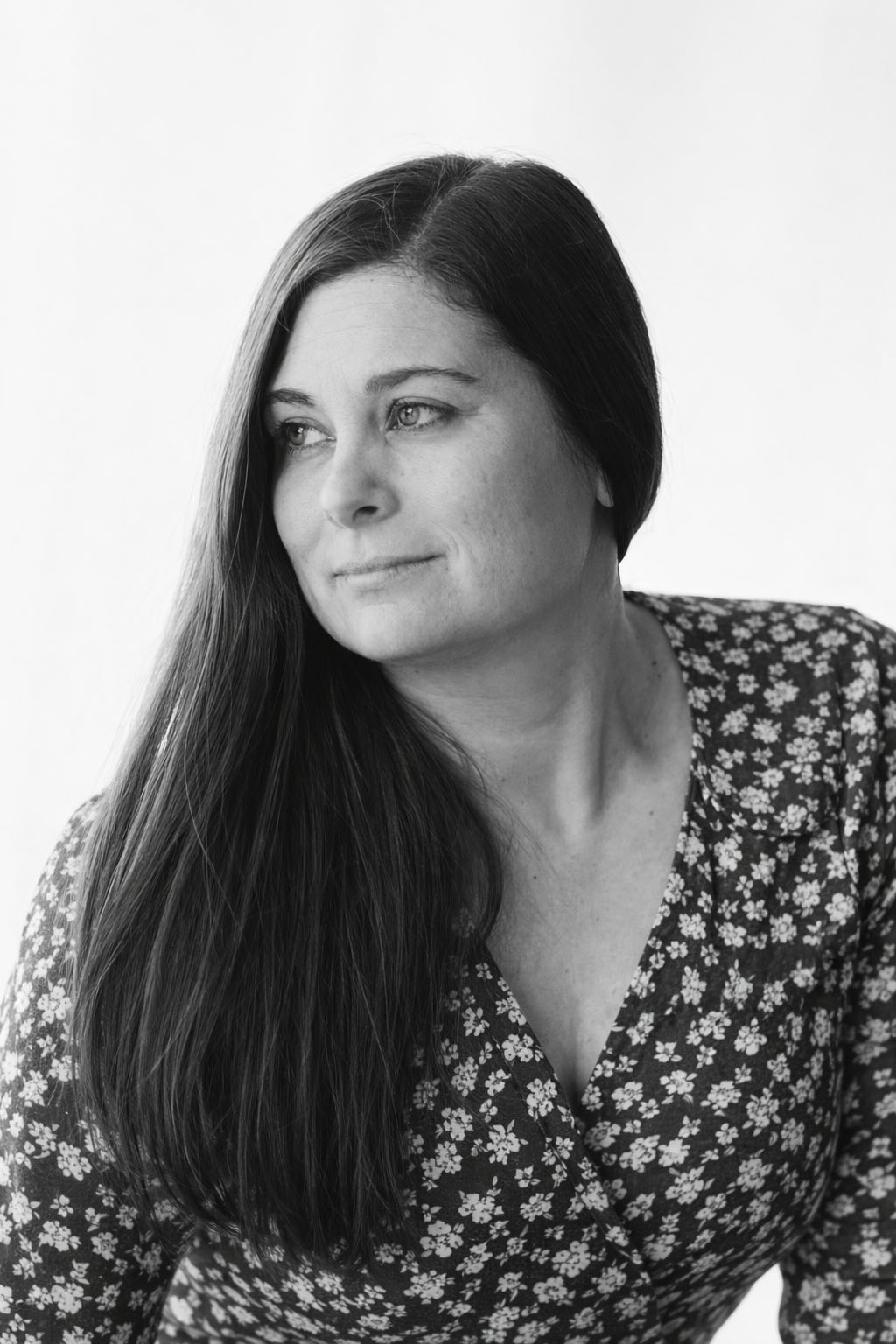 courtney cania, black and white headshot